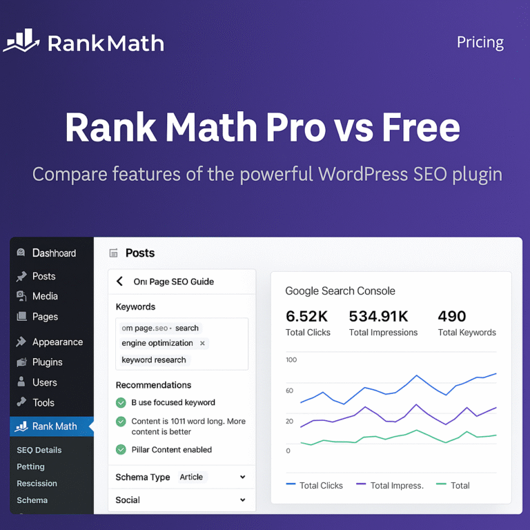 Rank Math Pro vs Free — Better SEO Plugin for WordPress Users?