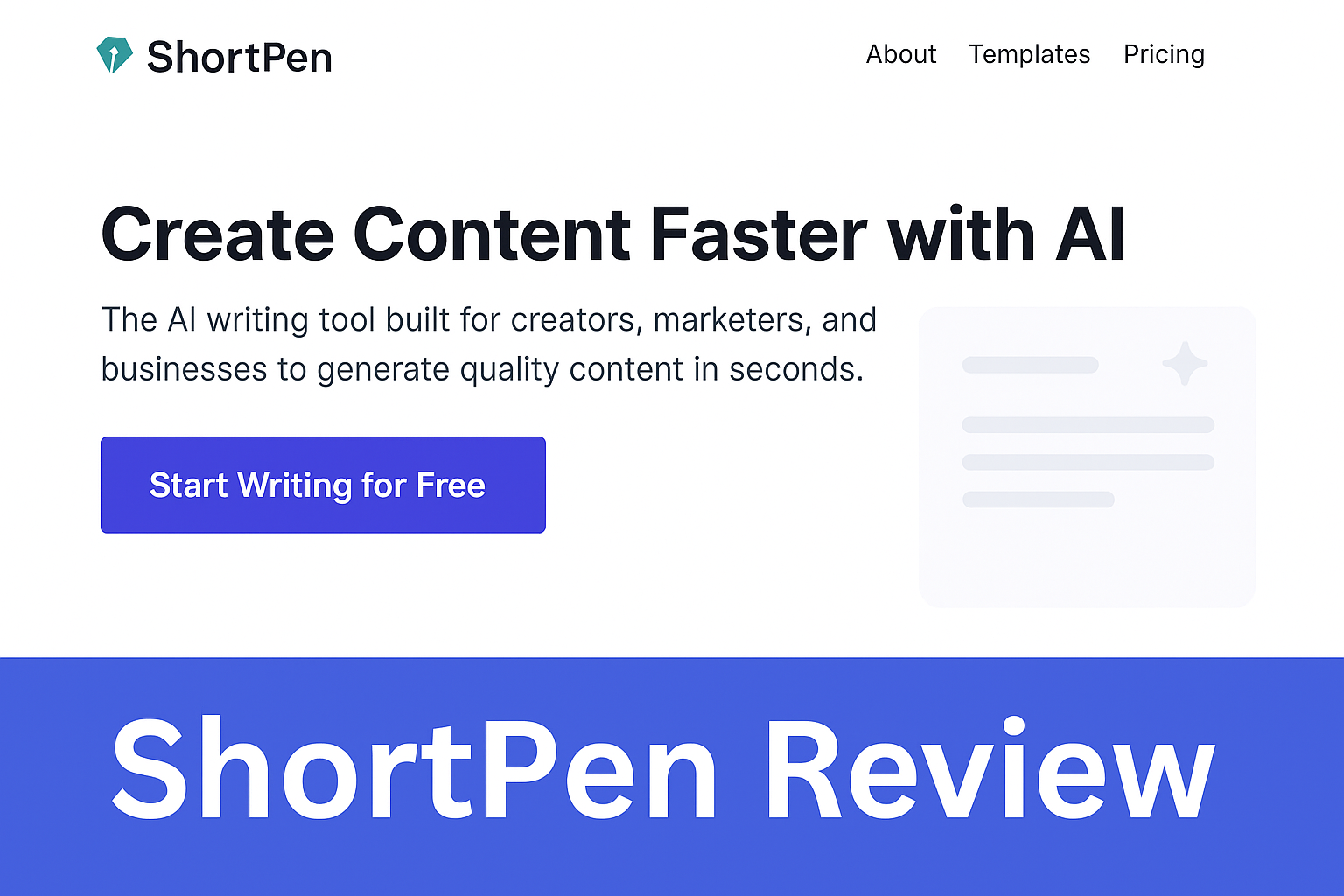 ShortPen Review — Ai Writing & Content Creation Tool